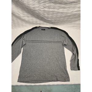 Men's Sonoma Long Sleeve Shirt Size S Gray with Olive Green Stripes